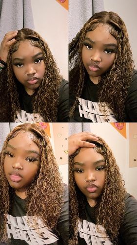 Customer photo review of Ombre Highlights Piano Brown Water Wave 13x4 Lace Front Wig