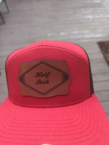 Customer photo review of Flat Bill Seven-Panel Leather Patch Hat - Richardson 168