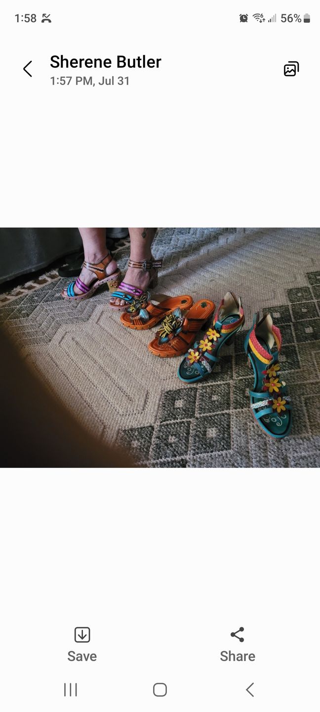 Customer photo review of Vintage Handmade Leather Floral Sandals