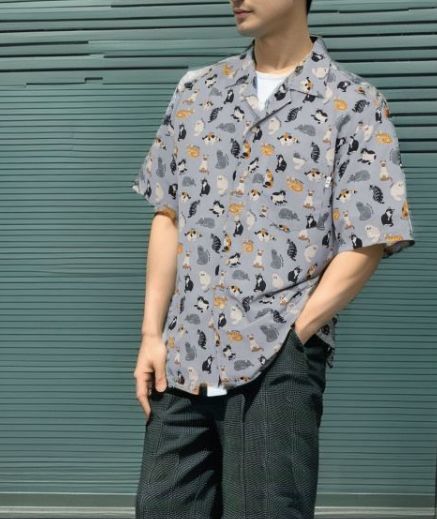 Customer photo review of 「ネコ図鑑」総柄プリントアロハシャツ