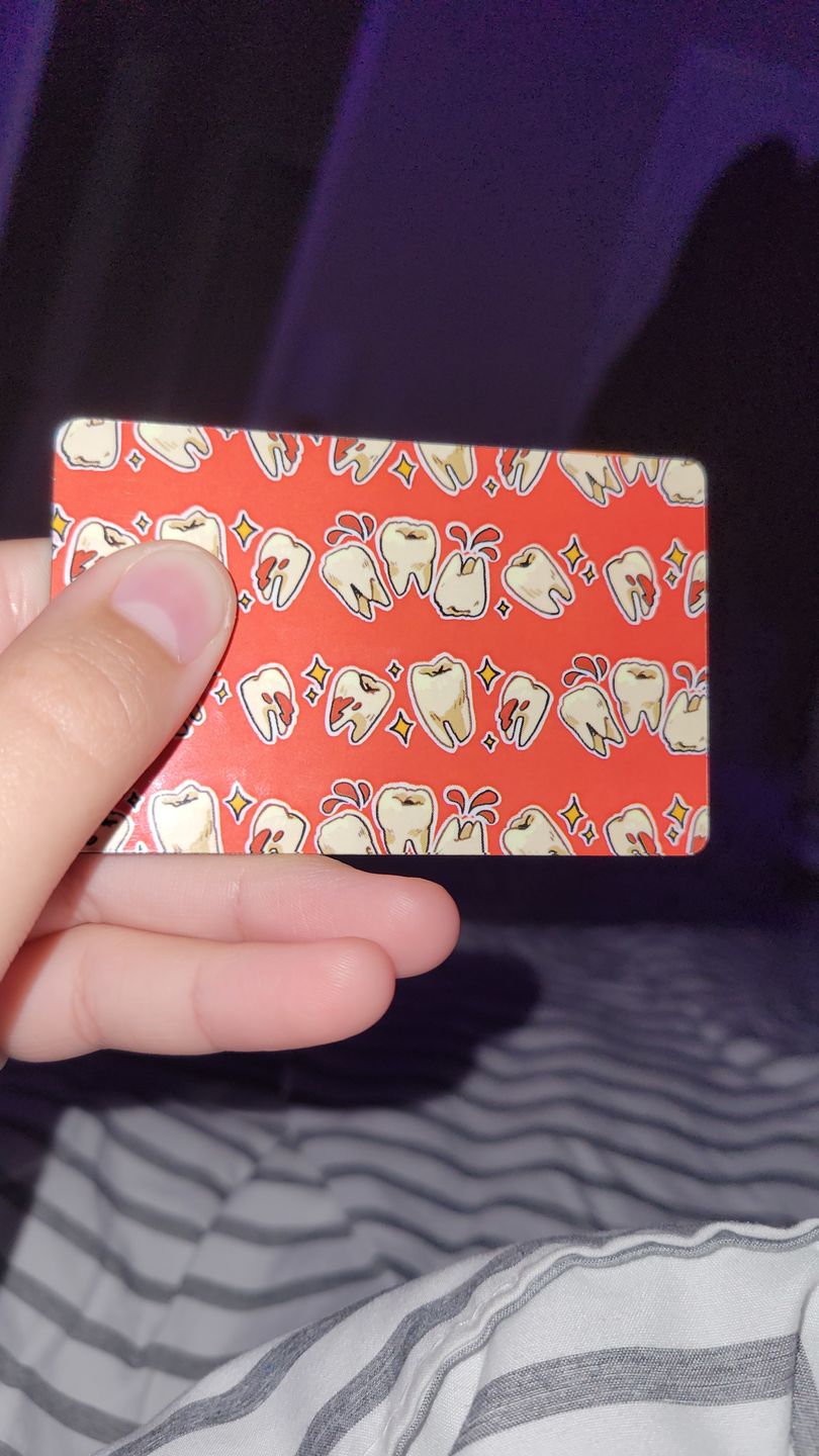 Customer photo review of Teef Credit Card Skins