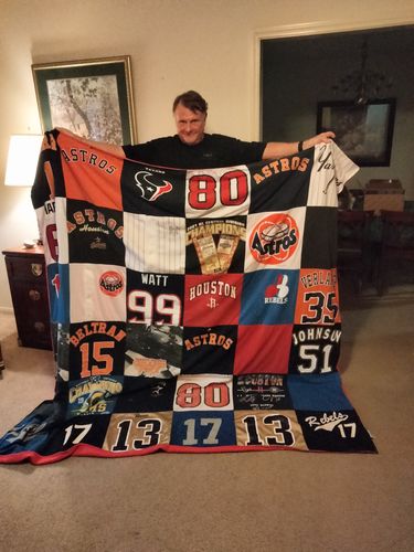 T-shirt quilt featuring houston astros, houston texans by Elizabeth from TX