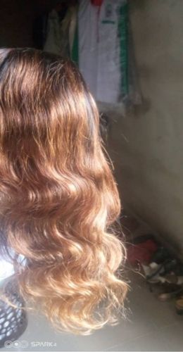 Customer photo review of Kash Doll Style Black Roots Honey Brown Ombre Loose Wave Lace Frontal Wig