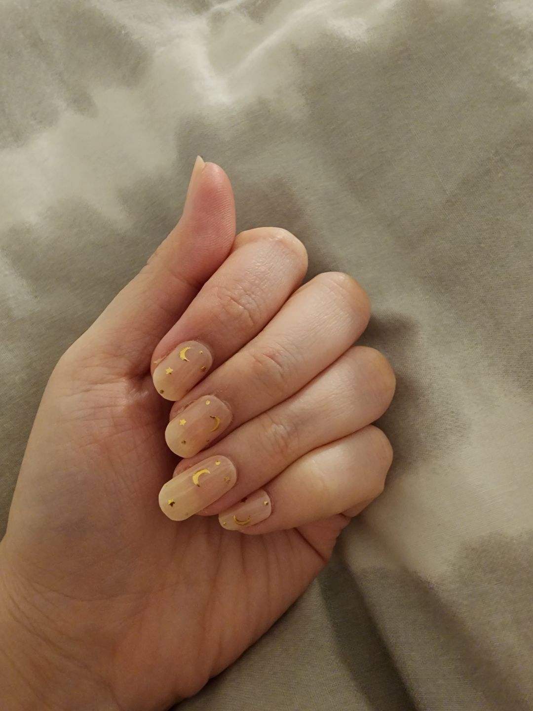 Customer photo review of Gold Moon Stars DIY Semicured Gel Nail Sticker Kit