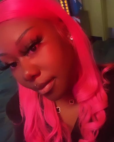 Customer photo review of Pink/Blue 200% Density 12A+ Virgin Human Hair Wave Transparent Lace Front Wig