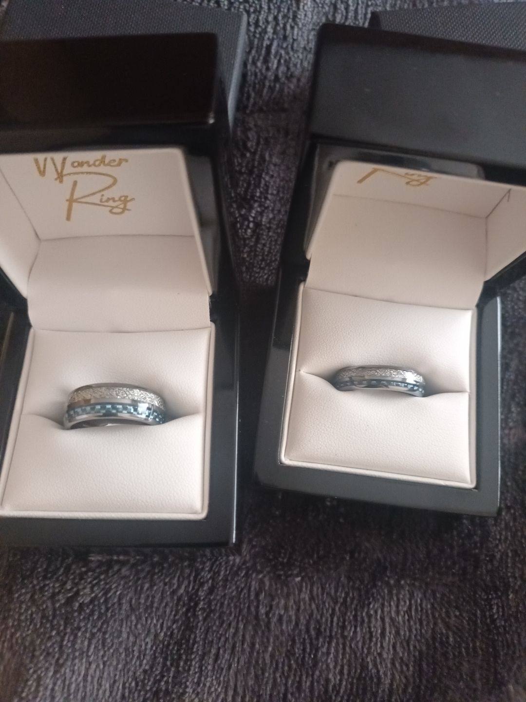 Customer photo review of The Steely Blue Wonder Ring Set
