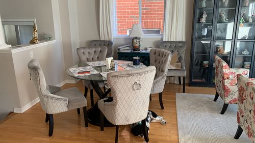 Customer photo review of Velvet Upholstered Dining Chair