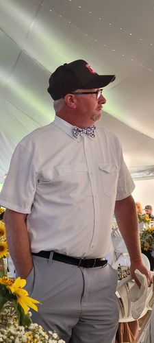 Customer photo review of French Blue Floral Bow Tie