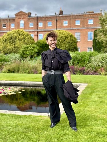 Customer photo review of Mens Layered Ruffle Bow Tie Neck Shirt SKUJ40362