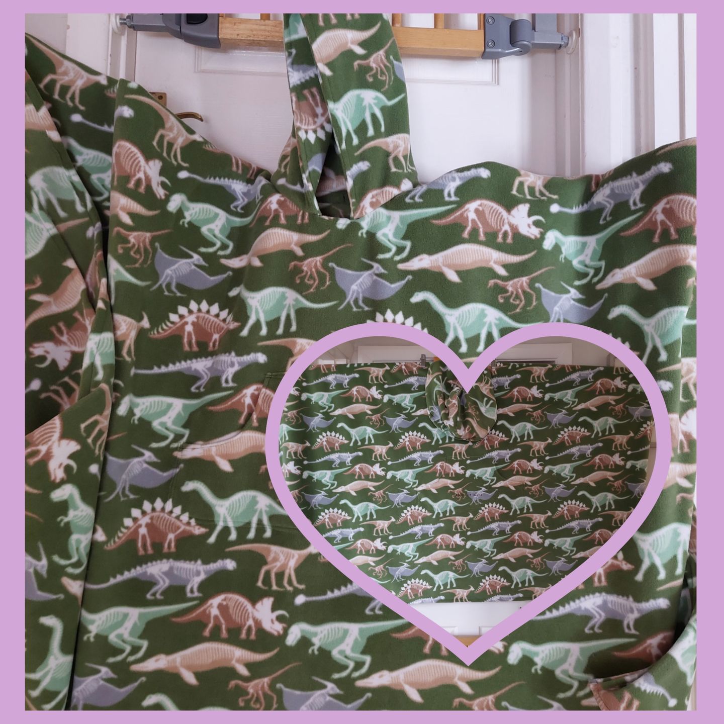 Customer photo review of Dino Skeletons on Green Anti Pill Polar Fleece Fabric