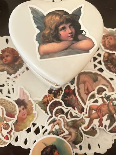 Customer photo review of Retro Cherub Angels Waterproof Stickers Pack