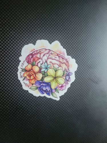 Customer photo review of Mental Health Matters Floral Brain Sticker