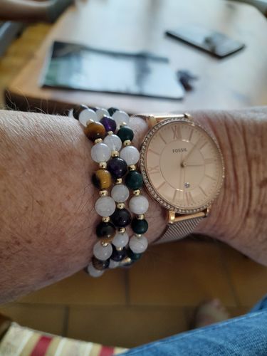 Customer photo review of Bracelet Amincissant en Améthyste et Pierre de Lune | Or fin