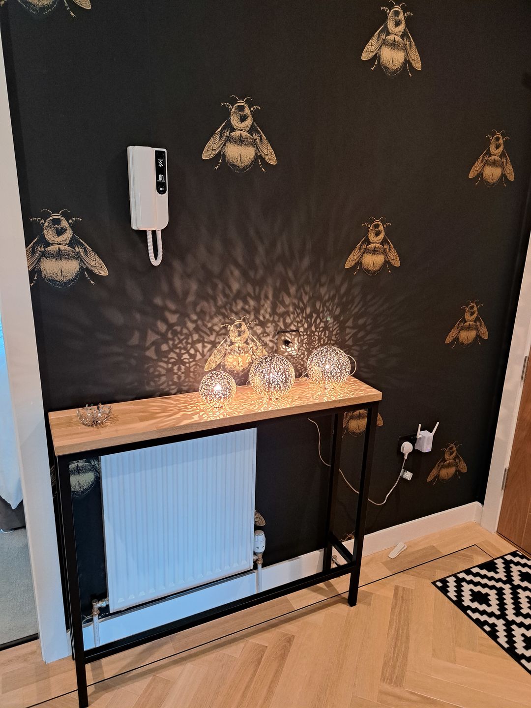 Customer photo review of Oak Topped Console Radiator Cover Table