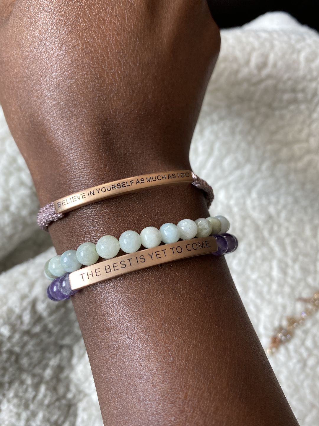 Customer photo review of BELIEVE IN YOURSELF AS MUCH AS I DO ROPE BRACELET
