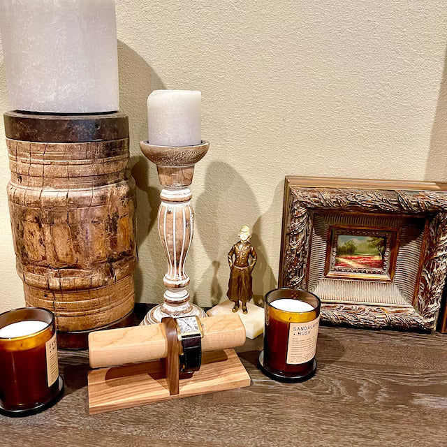 Customer photo review of Four Watch Stand in Walnut & Maple