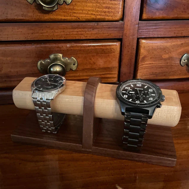 Customer photo review of Four Watch Stand in Walnut & Maple