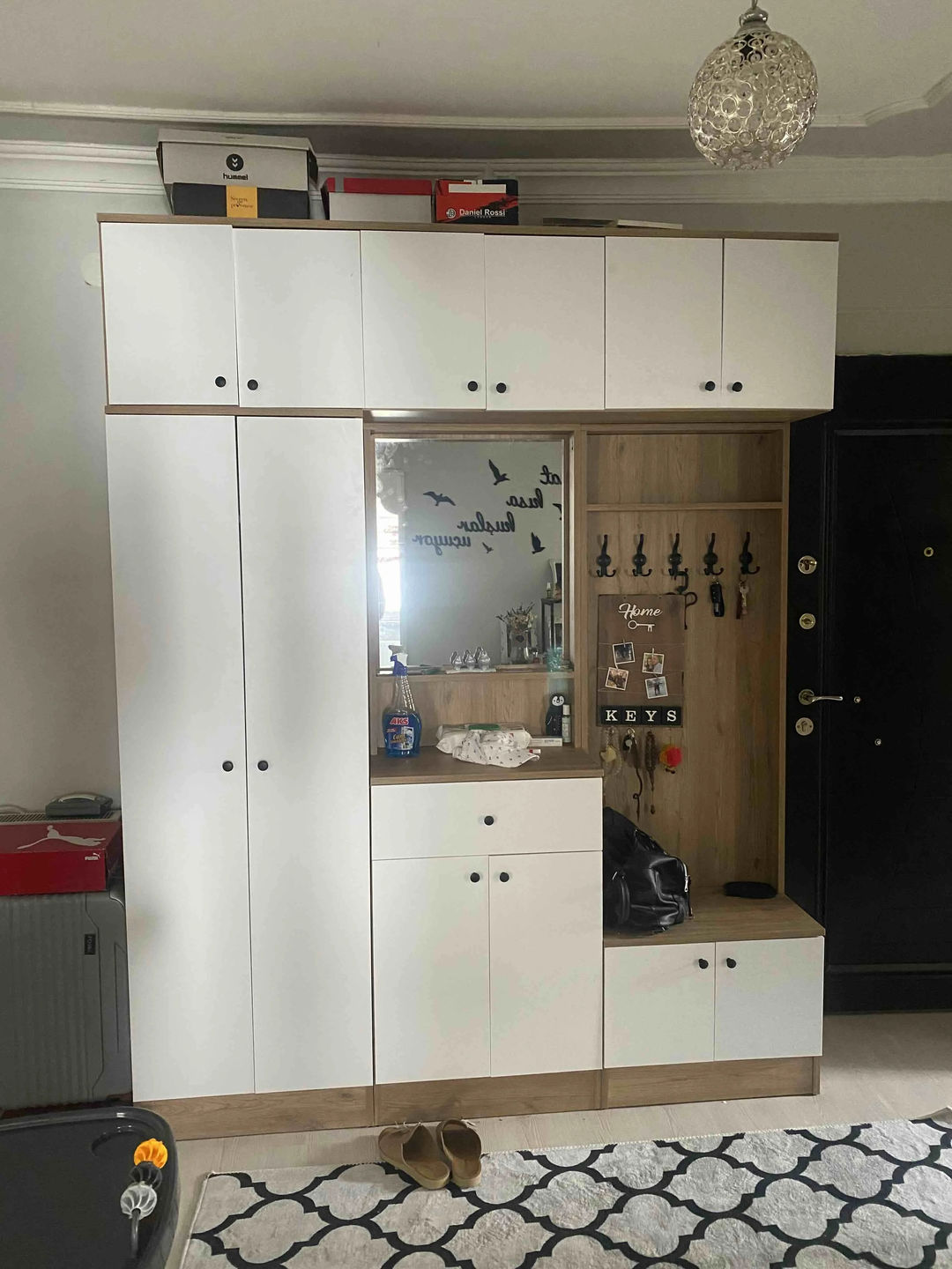 Customer photo review of Rani EA104 Portmanto Çekmeceli Aynalı Raflı Vestiyer Sepet Ceviz - Beyaz