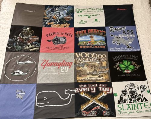 T-shirt quilt with fishing, boating themes by Sabrina from OR