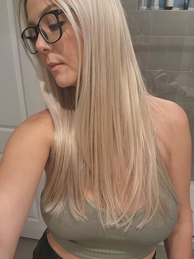 Customer photo review of Full Shine Lace Wig Toppers 3*5 Inch Lace Base Hairpiece For Women Pure Color #60 Blonde