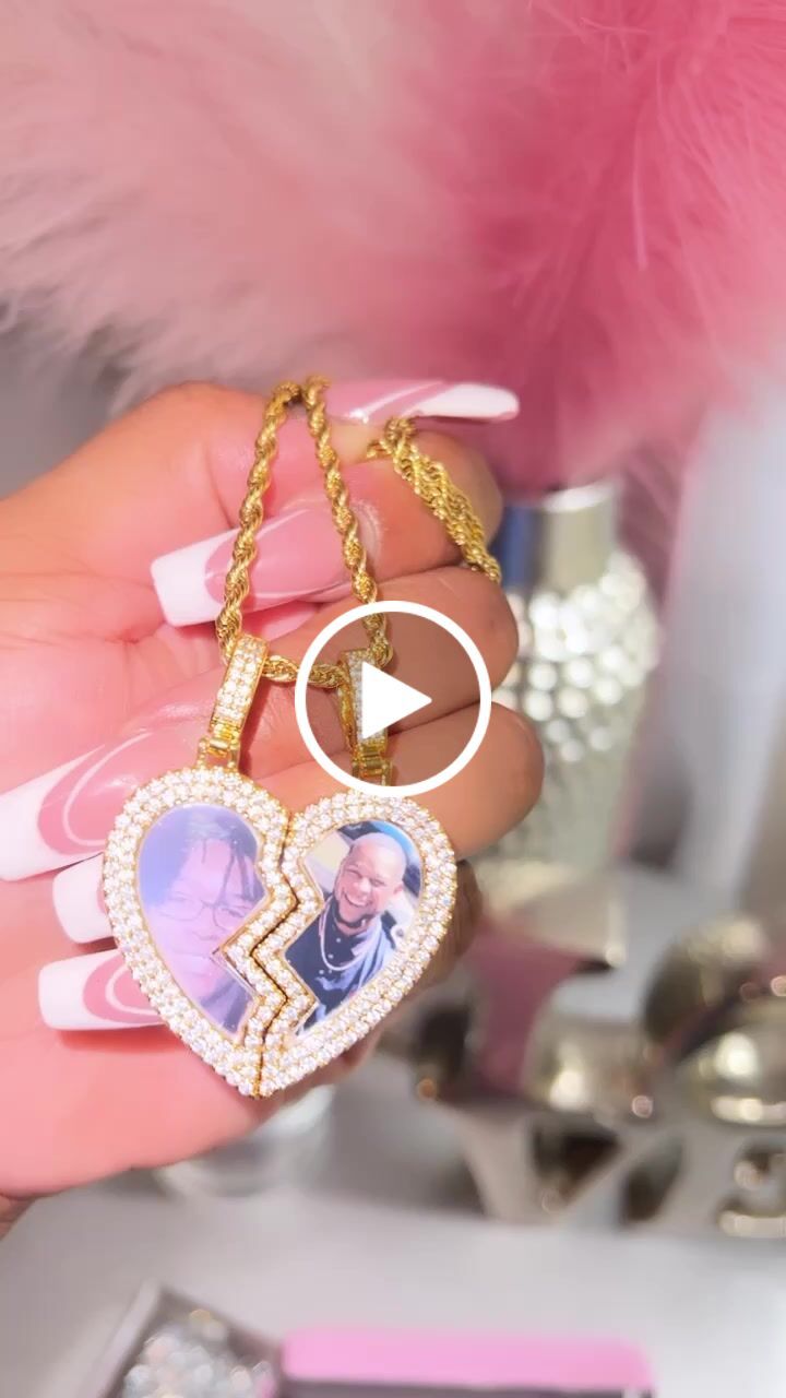 Customer video review of Split heart Custom picture necklace