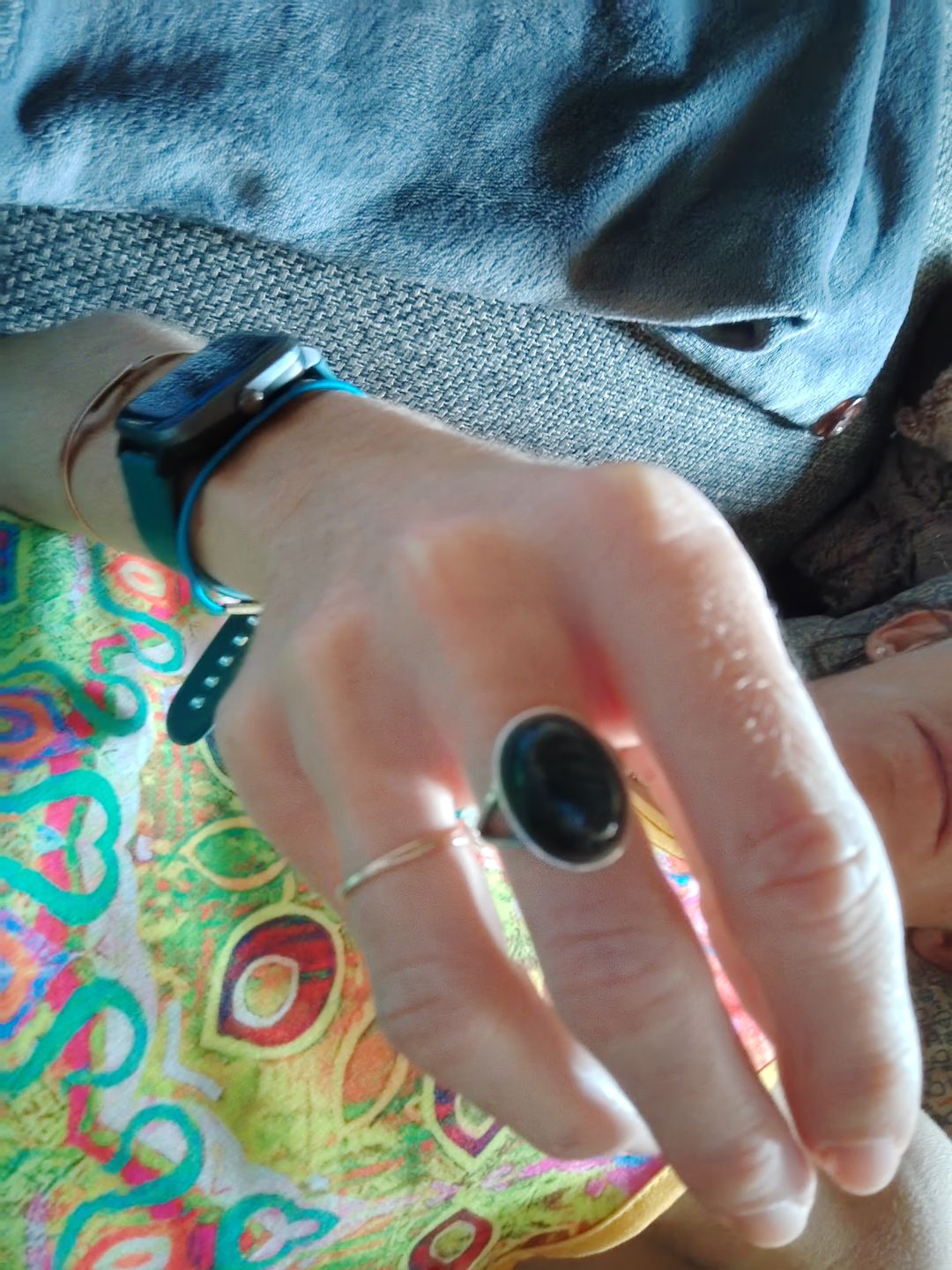 Customer photo review of Bague Ajustable "Guérison de L'Âme" en Obsidienne Œil Céleste & Argent