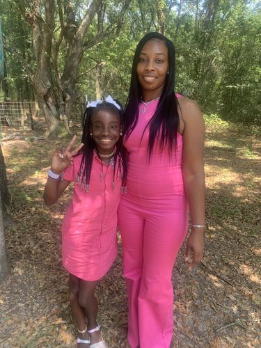 Customer photo review of Ariel Denim Jumpsuit (Pink)