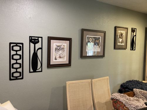 Customer photo review of Mid Century Modern Black Cat w/Starbursts - 3 Piece Set - Wall Decor - Retro Black Cat