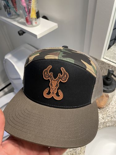 Customer photo review of Flat Bill Seven-Panel Leather Patch Hat - Richardson 168
