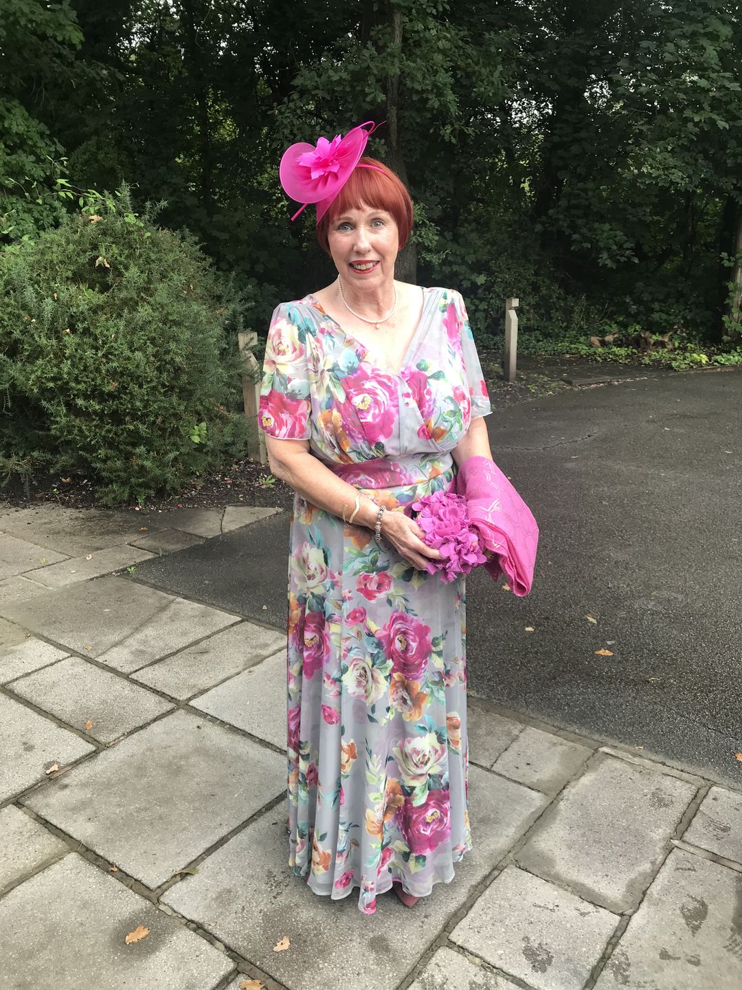 Customer photo review of Isabelle Silver Pink Float Sleeve Maxi Dress