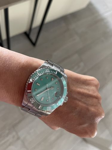 Customer photo review of Pascal Royal Luxe Diamond Watch (Light Blue Bezel)