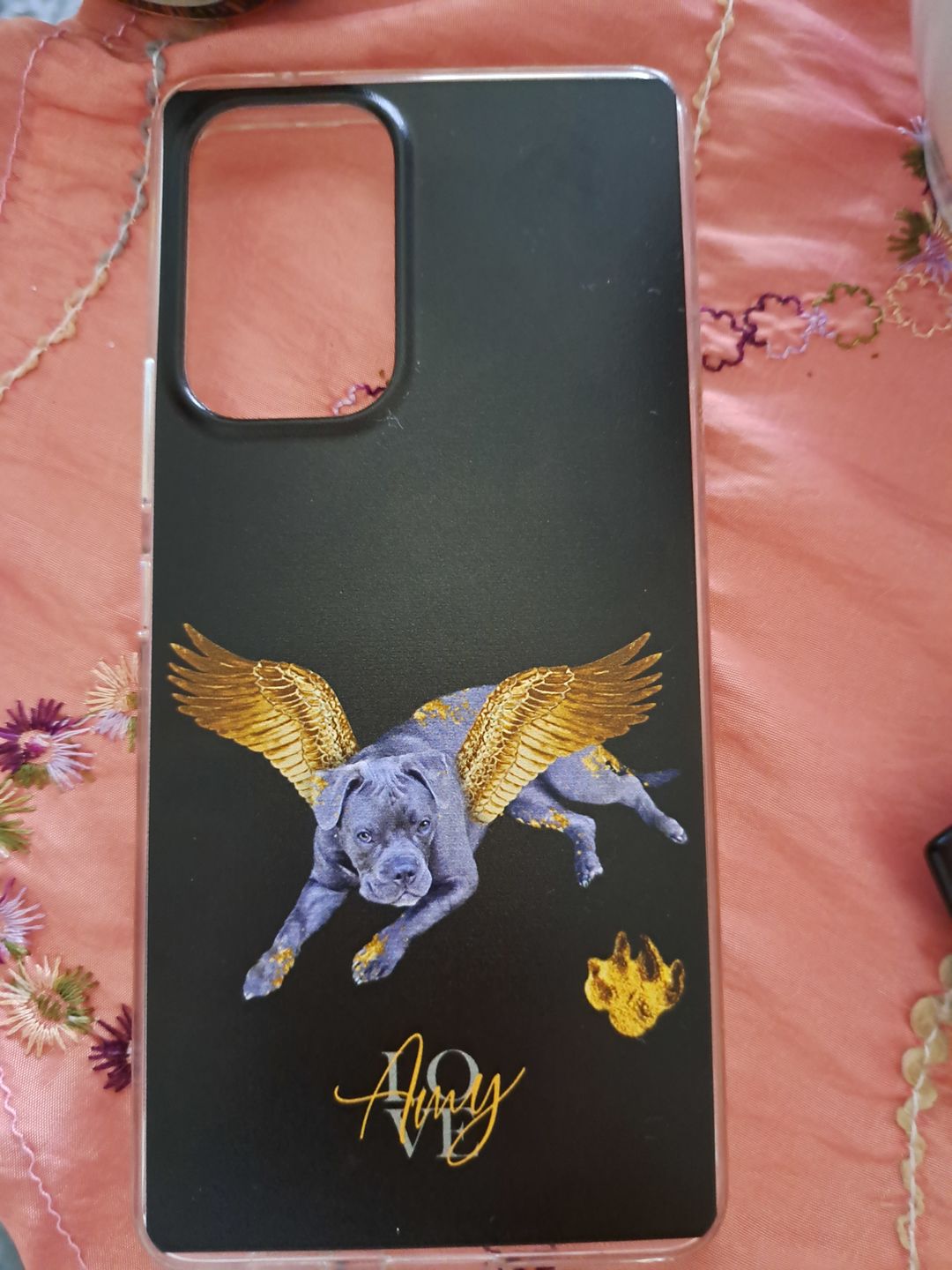 Customer photo review of Personalisierte Portrait Handyhülle – Goldener Engel Stil