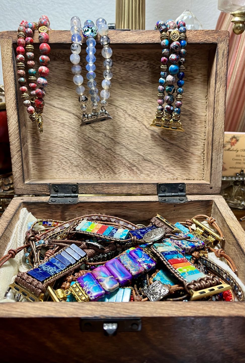 Customer photo review of Labradorite Crystal Stretch Apple Watch Strap