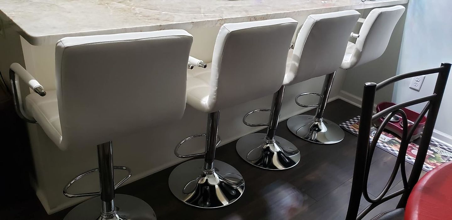 Customer photo review of Adjustable Square Bar Stools with Arm Rest (Set of 2)
