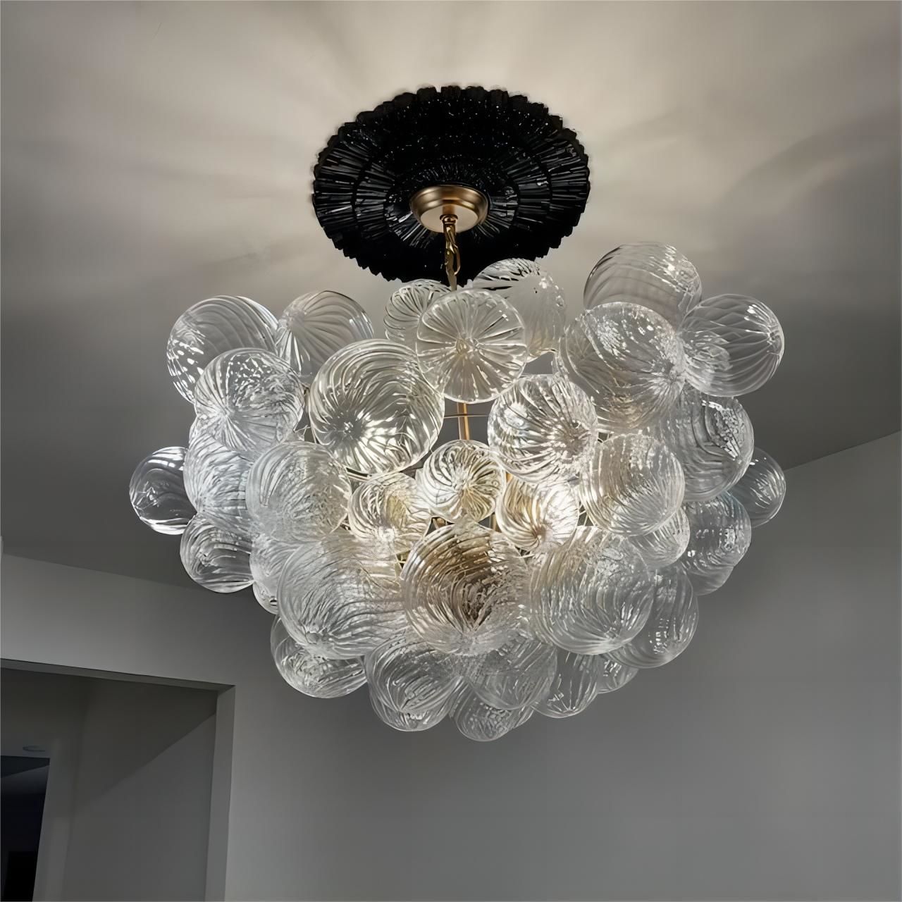 Customer photo review of Modern Decorative Swirled Glass Cluster Bubble Chandelier