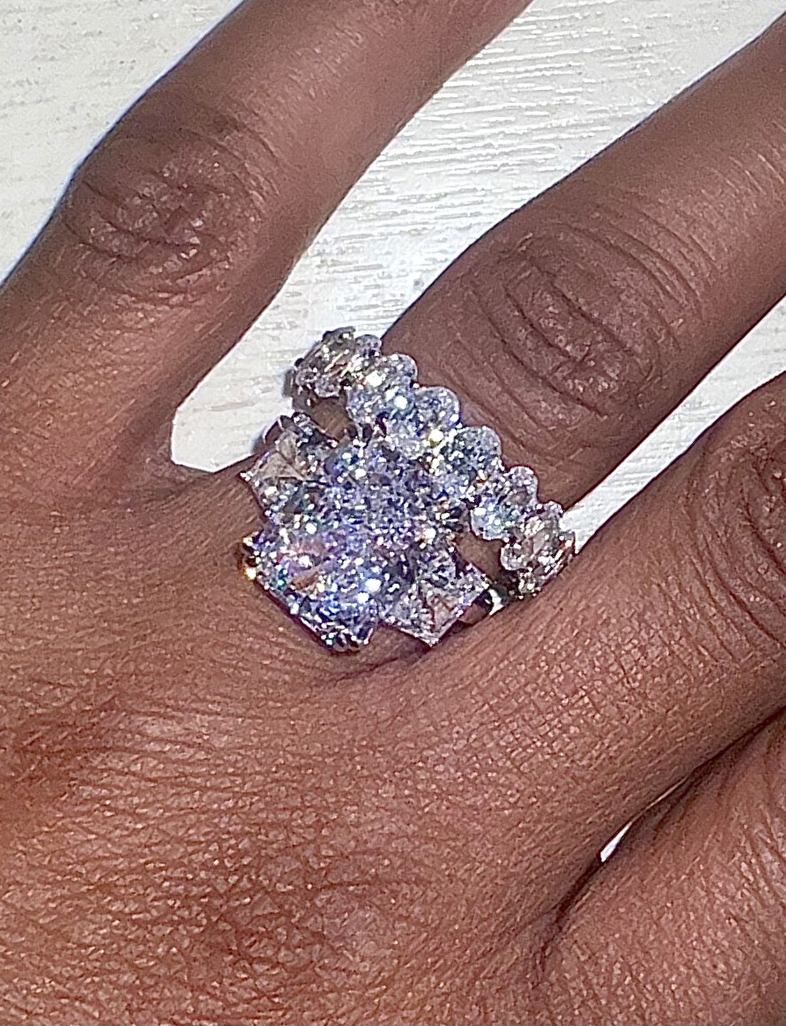 Customer photo review of S925 8 Ct Louily Luxurious Three Stone Radiant Cut Wedding Set In Sterling Silver
