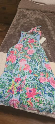 Customer photo review of Blue Floral Hatler Dress