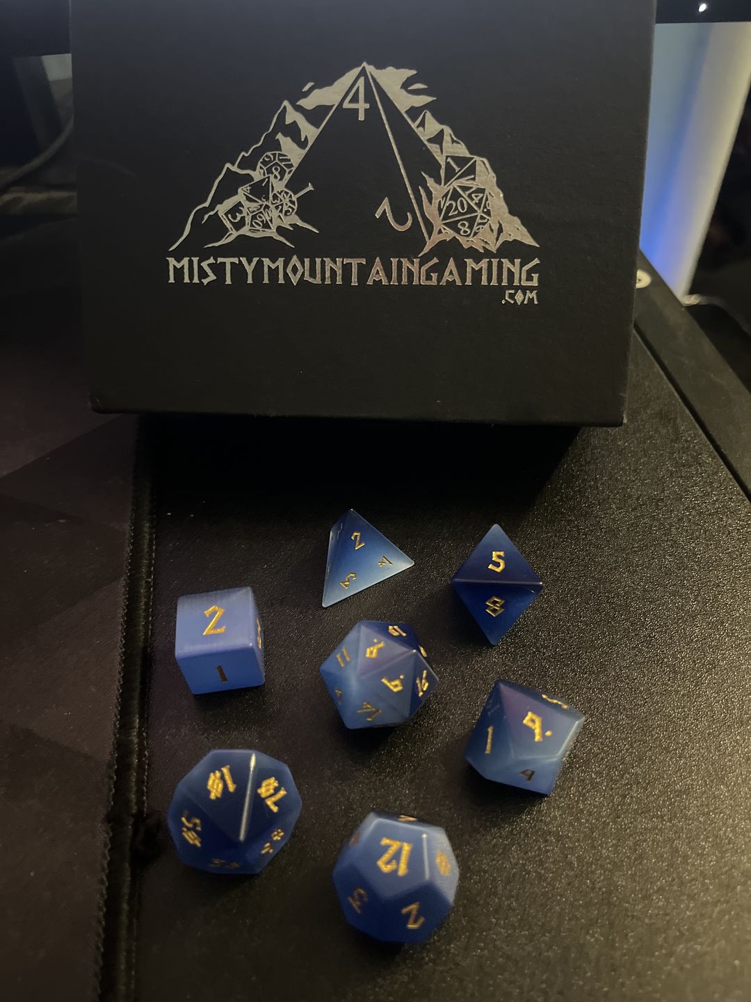 Customer photo review of DEEP BLUE CAT'S EYE STONE DICE SET