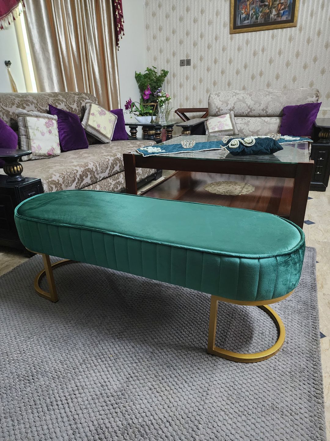 Customer photo review of Luxury 3 Seater Bedroom Steel Stool -984