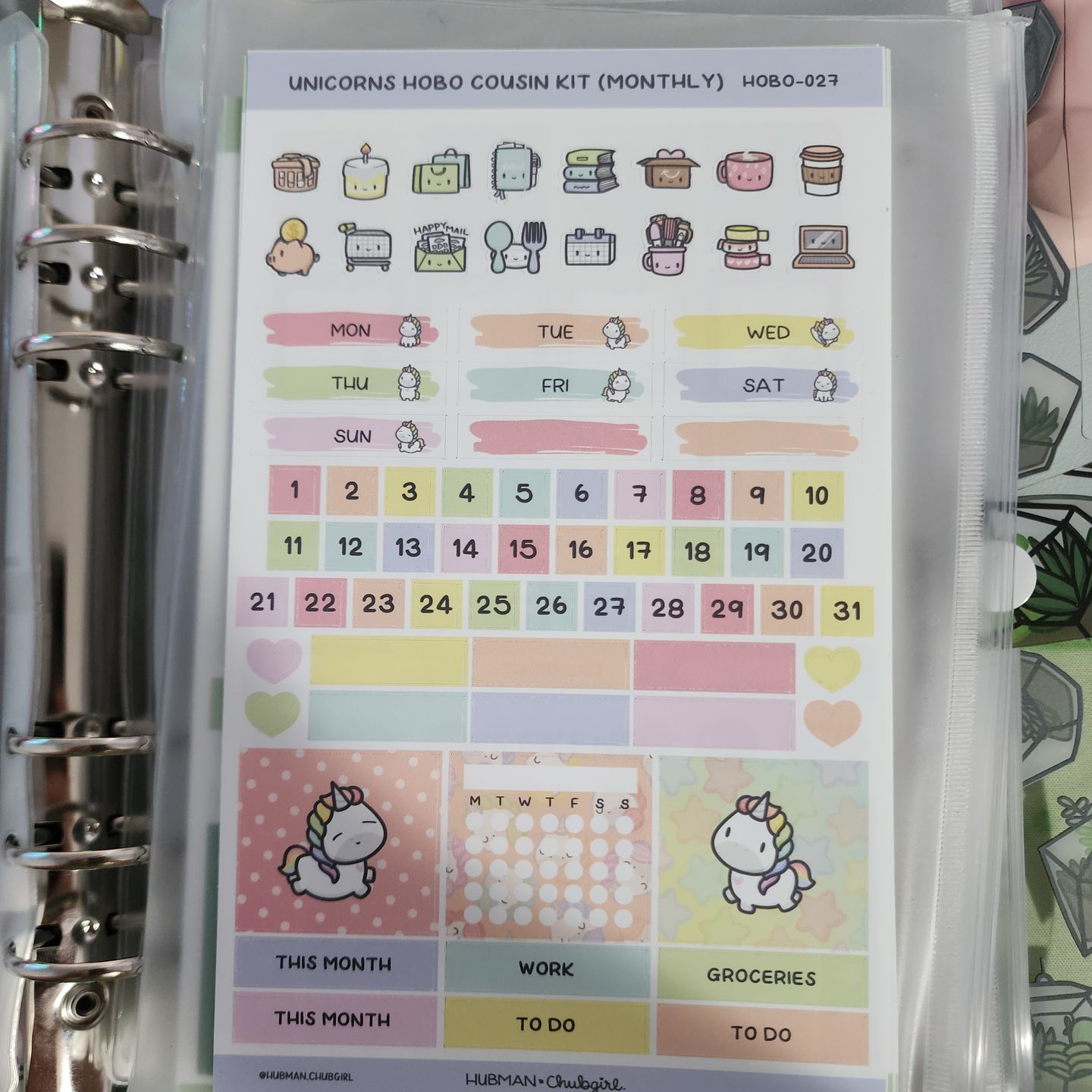 Customer photo review of Rainbow Unicorns Theme Hobonichi Cousin Monthly Kit