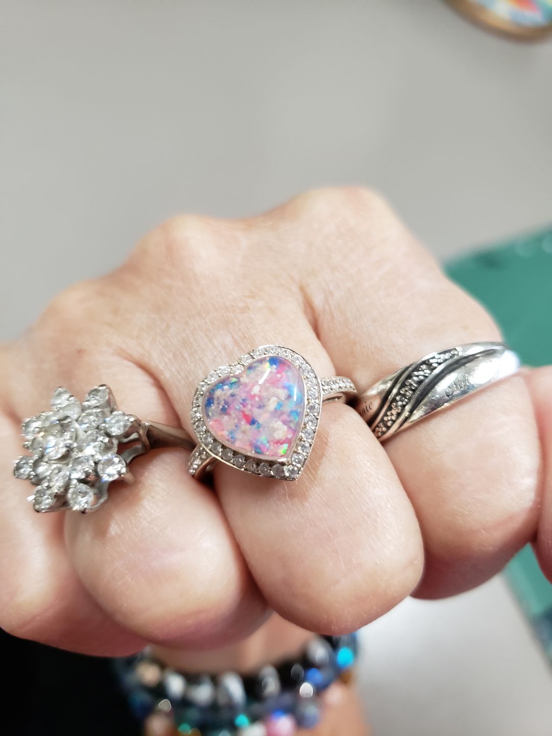 Customer photo review of Bedazzled Heart Cremation Ring