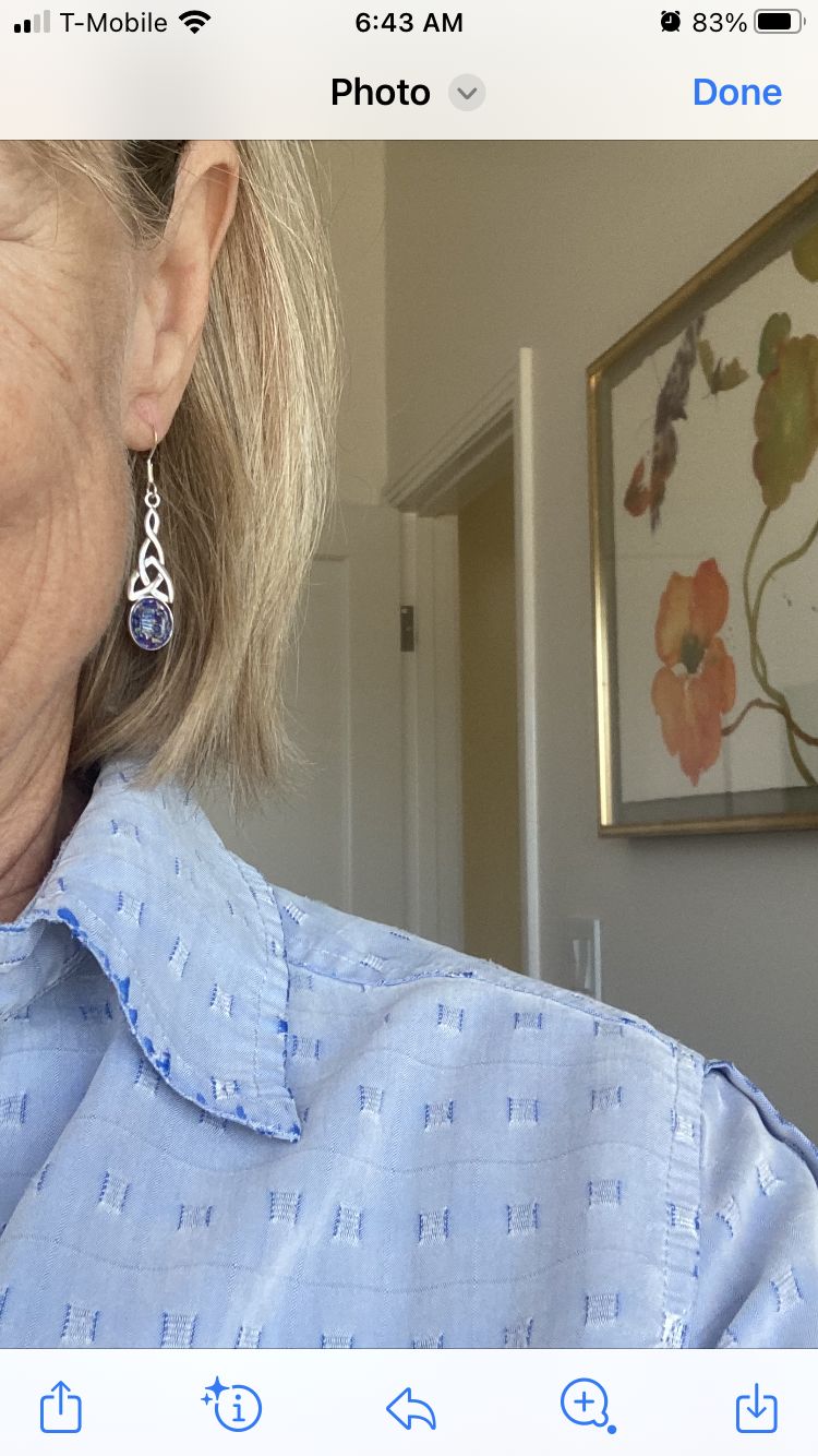 Customer photo review of Celtic Silver and Opal Earrings