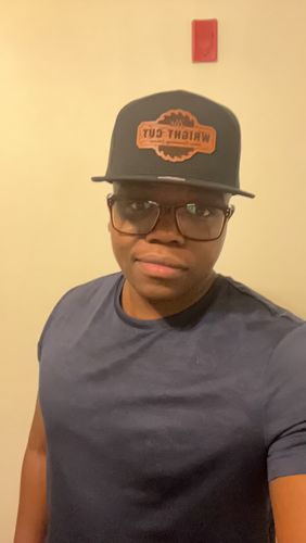 Customer photo review of Flat Bill Seven-Panel Leather Patch Hat - Richardson 168