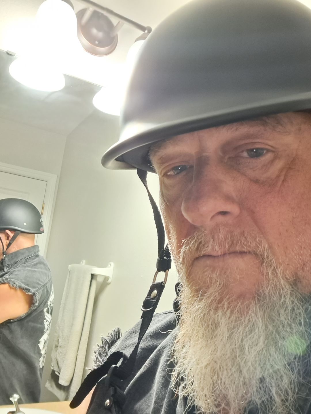 Customer photo review of World's Smallest & Lightest DOT Open Face Polo Helmet- Matte Black
