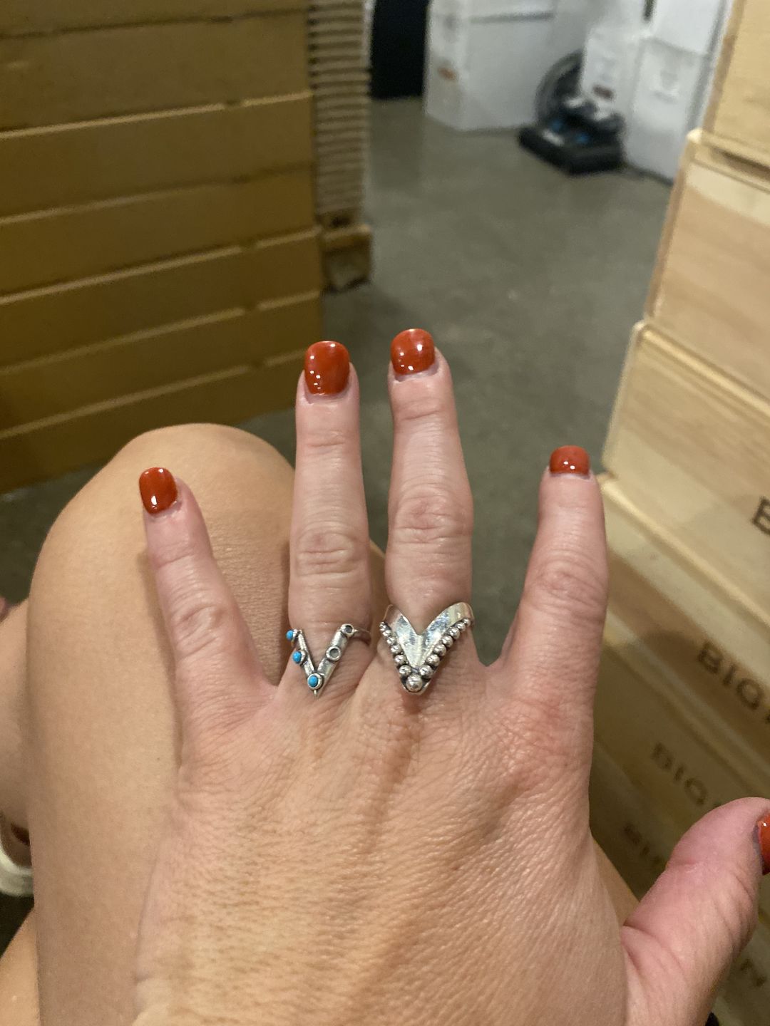 Customer photo review of Full Finger Chevron Thumb Ring Sterling Silver