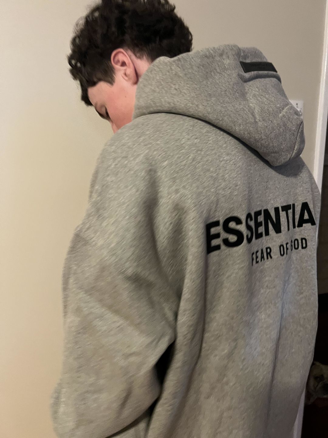Customer photo review of Fear Of God Essentials Hoodie Dark Oatmeal SS22