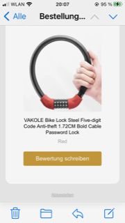 Customer photo review of VAKOLE Bike Lock Steel Five-digit Code Anti-theft 1.72CM Bold Cable Password Lock