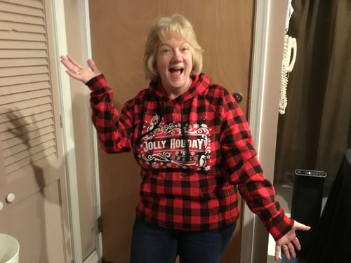 Customer photo review of Jolly Holiday Christmas Hoodie