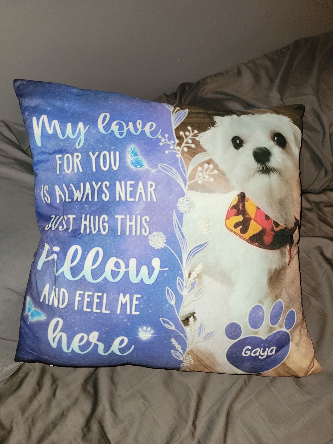 Customer photo review of Custom Photo My Love For You Is Always Here - Memorial Personalized Custom Pillow - Sympathy Gift, Gift For Pet Owners, Pet Lovers