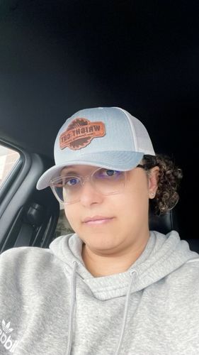 Customer photo review of Custom Leather Patch Trucker Hat - Richardson 112
